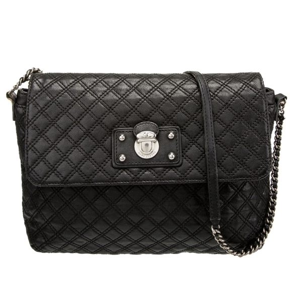 Marc Jacobs black leather with silver tone hardware hanging purse - Picture 1 of 13